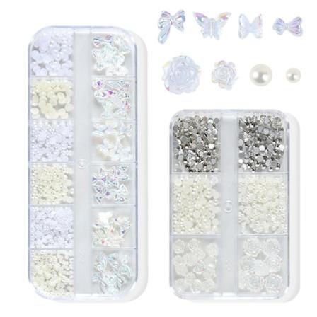 Negle Sommerfugl Blomst Bjørn Neglekunst Håndverk Diamant for Negledekorasjon Perle Metall Negle Flatback Klips Krystall Rhinestones