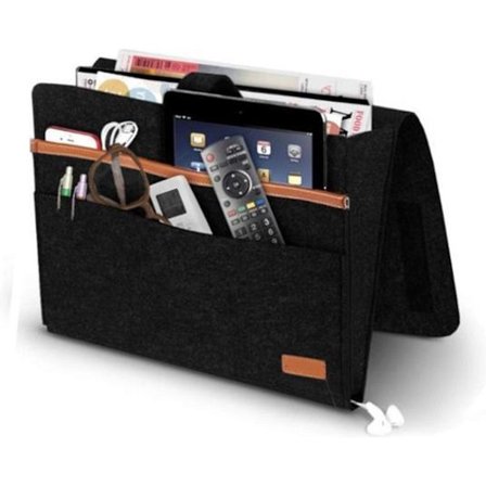 Sängficka Förvaringsväska Säng och Soffa Organizer – Tidningsställ och Hållare med Extra Förvaringsfack – Svart