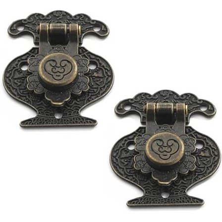 UEN 2 stk. Kister Lås Hengelås, Treboks Spenne, Bronse Haken Lås, Antikk Vintage Låser Preget Hasp Lås Spenne, Antikk Skap Lås