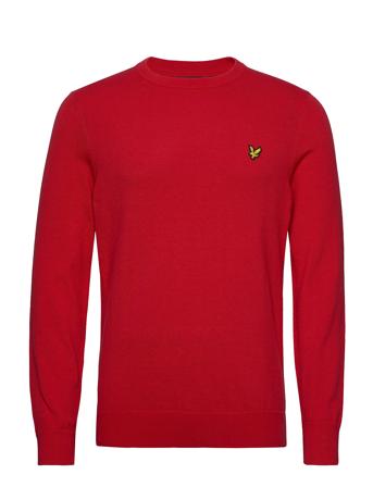 Cotton Crew Neck Jumper Strikkegenser M. Rund Krage Rød Lyle & Scott
