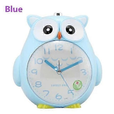 Multifunksjonell Søt Ugle Vekkerklokke Bordklokke Lysfunksjon Vekkerklokke for Barn Venner Gaver Stille Feiende Bevegelse blå