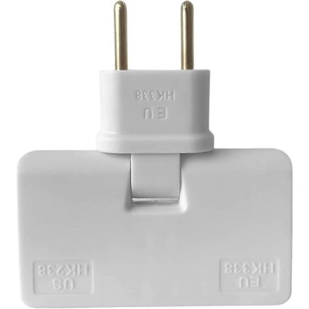 Platt grenuttag med 3 uttag, grenuttag med flera uttag, 180° vridbart huvud, reseadapter, placera bakom soffan, hyllan, möbler (vit)
