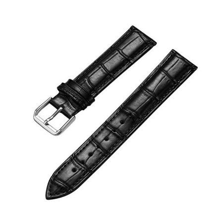 Stilig profesjonell lærreim for klokke SVART 18MM