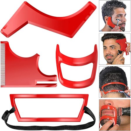 4-delad skäggstyling- och hårklippningssats, halsrakningsmallguide, skäggstyling- och trimningsverktyg för män, hårstyling och grooming