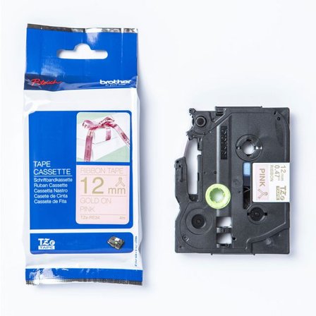 BROTHER Tape TZERE34 12mm guld på rosa - Lyreco - Kontorsmaskiner - Märkmaskiner och tape - Tape - Brother TZ