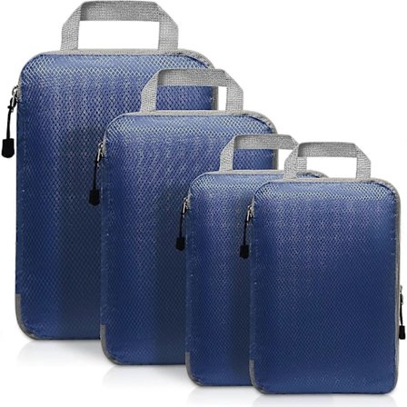 Kuffert Organizer med Kompression Mørkeblå, Opbevaringskube Håndtaske Organizer, Kuffert Opbevaring til Rejse Makeup Tøj Kuffert Opbevaringspose 