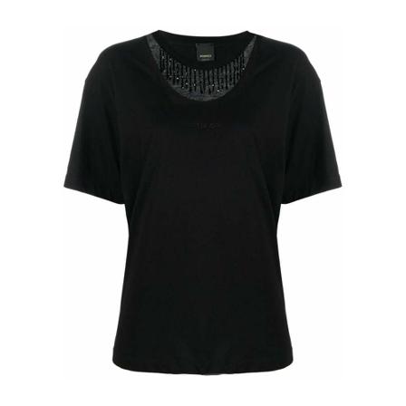Pinko, T-Shirts Zwart, Dames, Maat:S