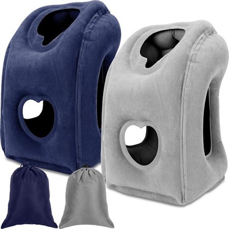 2 kpl Ilmatäytteinen matkatyyny Ilmatäytteinen niskatyyny Matkustamiseen Nukkumiseen Sänky Autotyyny Istuin Lentokoneen tyyny Tukee selkää päätä ja 