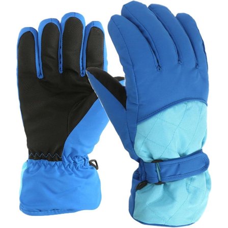 Vindtætte og varme vinterhandsker 2026 til drenge til skøjteløb og skiløb og til piger til skiløb og snowboarding. Børneluffer (blå størrelse (6-11