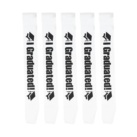5-pack Examensband Satin Party Grattis med Bokstav Minnessak Tillbehör Foto Prop Vit
