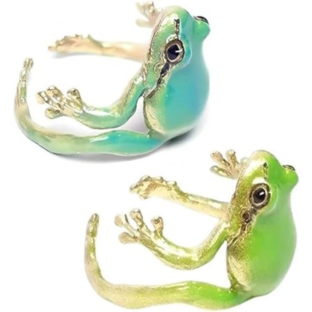 Træfrø Ring til Kvinder - Sød, Justerbar, Sjov Grøn Frø Ring - Smykker Gaver til Kvinder