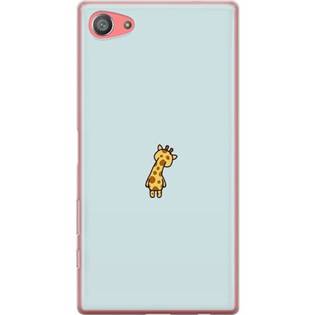 Kompatibel Gennemsigtig cover til Sony Xperia Z5 Compact Minimalistisk giraf illustration på lyseblå baggrund, sød enkel design perfekt til børnev