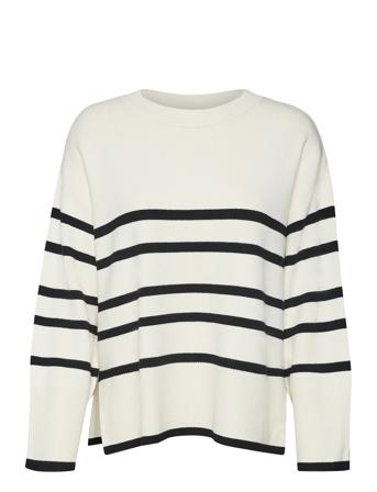 Vmsaba Ls O-Neck Stripe Pullover Ga Noos Cream Vero Moda