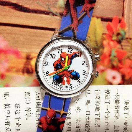 Kids Spiderman Cartoon Watch Lysande Led Blinkande Silikonbälte Pojkar Klockor fw Dark Blue