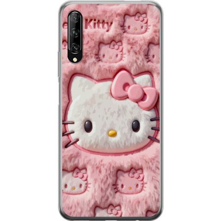 Kompatibel Mobilcover til Huawei P smart Pro 2019 Hello Kitty lyserød fluffy baggrund med ikonisk ansigt og kawaii-æstetik