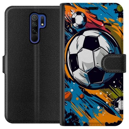 Plånboksfodral till Xiaomi Redmi 9 med Fotbollar