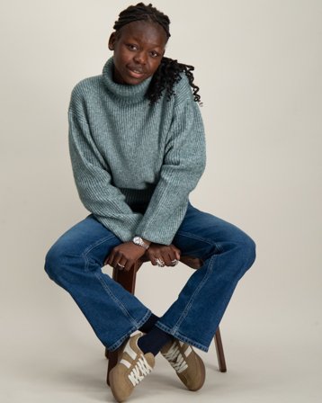 Calvin Klein MELANGE STITCH ROLLNECK SWEATER Szary Swetry Dziewczyna - Kids Brand Store