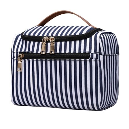 Stribet makeup-taske i kanvas Model 3