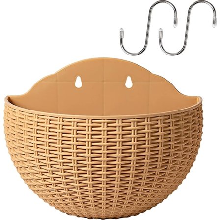 Sett med 3 Vegghengende Blomsterpotter - For Hjem, Hage, Veranda, Balkong, Hjem, Kontor, Veggdekor - Khaki