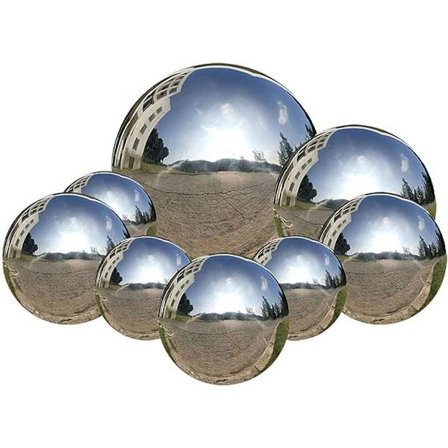 8 kpl 2,4-6 tuuman puutarhan katselupallo, saumaton hopeinen ruostumaton teräs kiillotettu heijastava sileä peili puutarhapallo maapallo, 