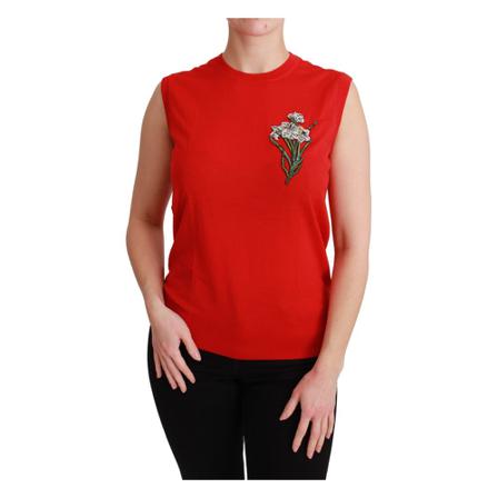 Dolce & Gabbana Vest Crystal Flower Rød, Dame Toppe