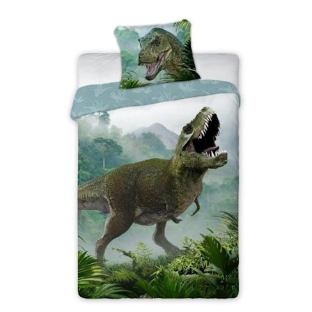Bäddset med Dinosaurie T-Rex, Skogsmotiv 140×200 cm, 70×90 cm