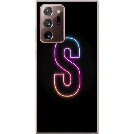 Kompatibel Mobilcover til Samsung Samsung Galaxy Note20 Ultra Neonbogstav S i lyserød og blå toner mod en mørk baggrund, stilfuld bogstavkunst med