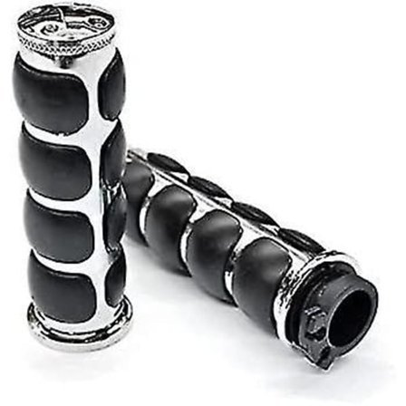 Motorsykkel Krom Gummi Håndtak (sølv) 2 stk