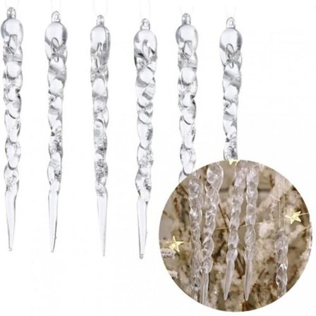 Joulukuusenkoristeet Jääpuikkoriipukset 12 kpl - Akryyliset jääpuikko-joulukuusenkoristeet