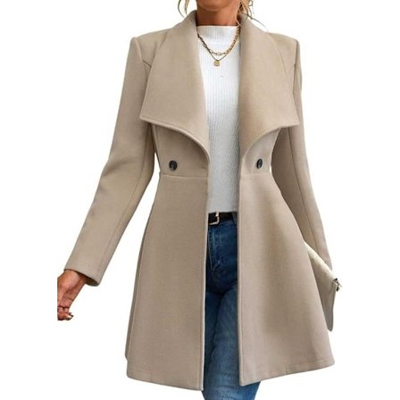 Kåpe for kvinner, vinter, lang erme, revers, knappestolpe, arbeidsjakke