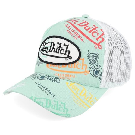 Von Dutch - Grün Trucker Cap - Grafitti White/Turquoise Trucker @ Hatstore