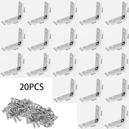 20 stk. (ca. 16*50*50mm) 90 graders vinkelbeslag, metal