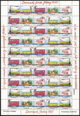 Danmark - julmärkeark 1985 - Takket - Ufoldet