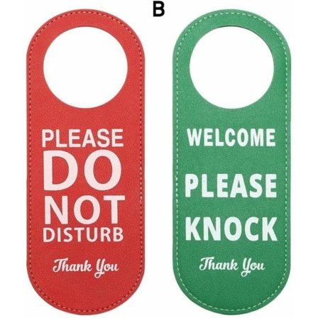 2 Assembled Door Hangers (Green/Red Double Sided) with Do Not Disturb