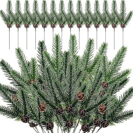 60 stk kunstige furugreiner med kongler 7 tommer falske furugreiner for jule-DIY