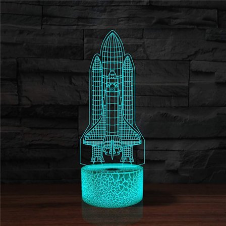 Raket Nattlampa 3D Illusion Lamp LED Rymdfärja Nattl