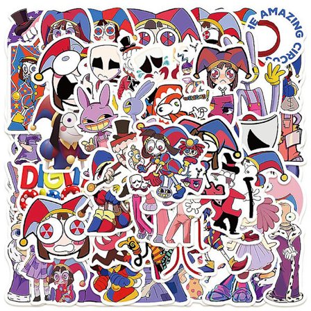 Magiske digitale cirkus-klistermærker i forskellige former til vandflaske-laptop