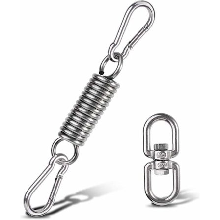 Hængekøjeophængningssæt, Hængekøjestol Fjeder med Karabinhager og Drejelig Ring, Hængekøjestol Tilbehør, til Veranda Stole Hængende Sving Hængende 