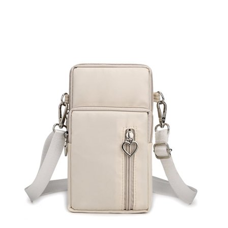 Reseplånbok för Nacken, Mini Messenger-väska i Nylon Vattentät Crossbody Axelväska - FÄRG: beige