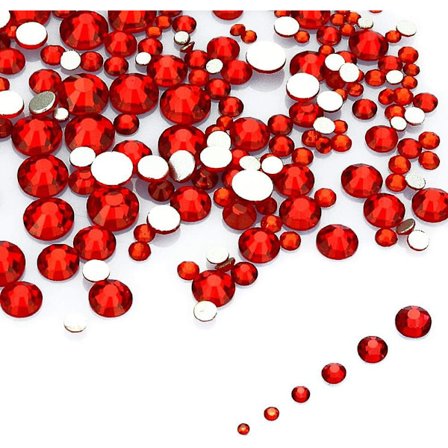 Harpikskrystall Runde Neglekunst Rhinestones, Siam Rød, 1200stk