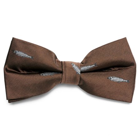 Brown Pre-Tied Bow Tie with Fish for Men - Pre-tied bow ties