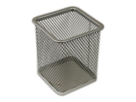 Pennhållare, fyrkantig, metalliskt nät, 80 x 100 mm, silver - Lyreco - Kontorsmaterial - Till skrivbordet - Penn och Prylställ