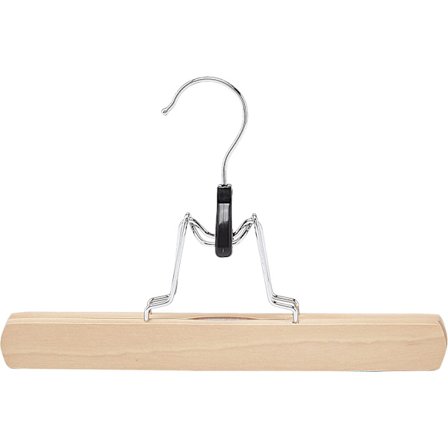 Sæt med 10 træbøjler til bukser, naturfarve