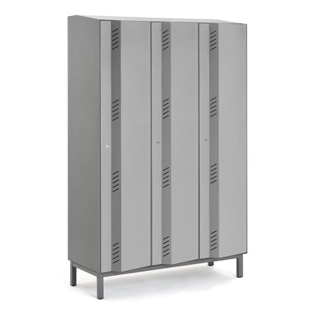 Klesskap CREATE ENERGY, 3 seksjoner, H1985 B1200 D500 mm, grå dør, inkl. ben