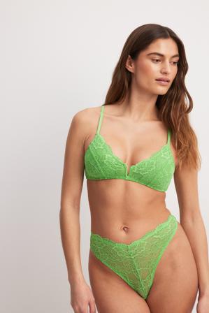 NA-KD Lingerie Culotte en dentelle à taille haute - Culottes - Vert - X-Small