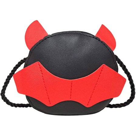 Børnetaske Mini Cute Little Devil PU Læder Crossbody-taske Mønt Pung Legetøj til drenge Piger Gave (sort)