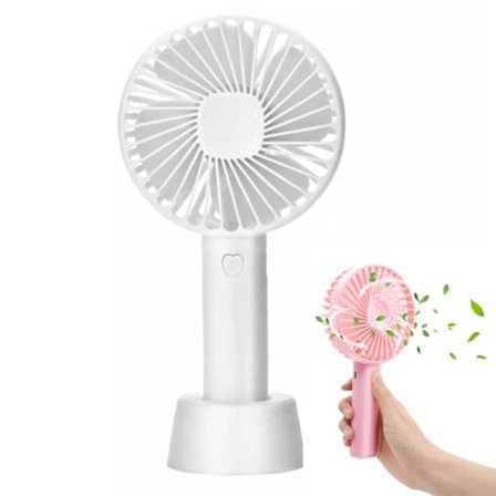 Mini Portabel Fläkt Med Bordsställ USB Uppladdningsbar Vit