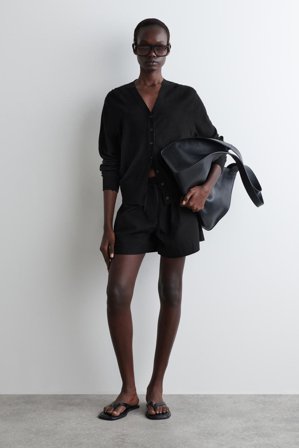 COS Women's Drawstring Cotton Shorts in Black