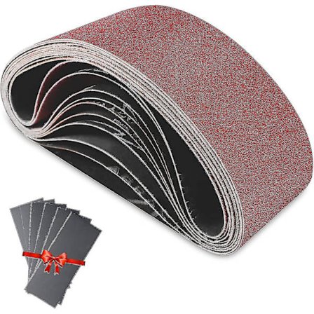 Slipband 75 x 457 mm Slipband - Blandat slipbandset (2 x korn 60/80/120/180/240) för bandslipmaskiner (10 st)