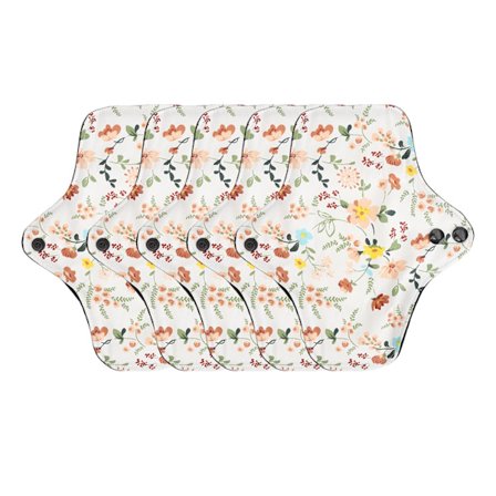 5 stk. Vaskbar Åndbar Menstruationsbind Blomstermønster Superabsorberende Genanvendelig Bomuldsbind Trusseindlæg S